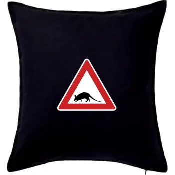 Polštář Dopravní značka - krysa - Polštář 50x50 - 50x50 - Pouze potah ( Černá )