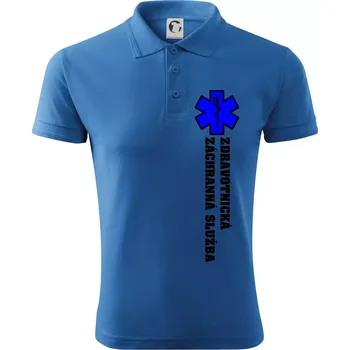 Pánská košile Hvězda života - zdravotnická záchranná služba - Polokošile pánská Pique Polo 203 - 5XL ( Azurově modrá )