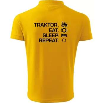 Pánská košile Traktor eat sleep repeat - Polokošile pánská Pique Polo 203 - 4XL ( Žlutá )
