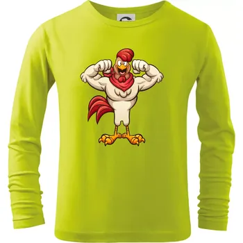 Chlapecké oblečení Svalnatý kohout - Triko dětské Long Sleeve - 104-110cm / 3-4 roky ( Limetková )