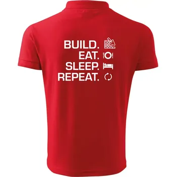 Pánská košile Build eat sleep repeat - cihly - Polokošile pánská Pique Polo 203 - 5XL ( Červená )