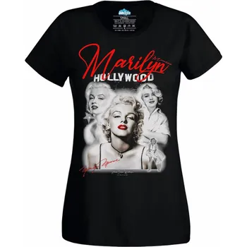 Dámské tričko Marilyn Monroe Hollywood (Velikost: 4XL, Barva: Černá)