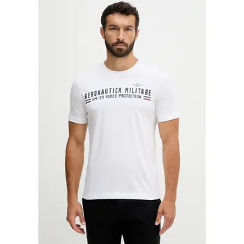 Pánské tričko Bavlněné tričko Aeronautica Militare pánské, bílá barva, s potiskem, TS1942UJ00538 00X, vel. S
