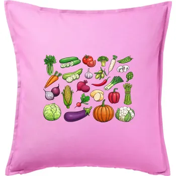 Polštář Zelenina ze zahrádky - Polštář 50x50 - 50x50 - Pouze potah ( Růžová )