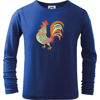Chlapecké tričko Kohout duhový - Triko dětské Long Sleeve - 158 cm/12 let ( Královská modrá )