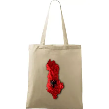 Mapa Albánie reliéf hor - Taška bavlněná - 42 x 38 cm ( Naturální )