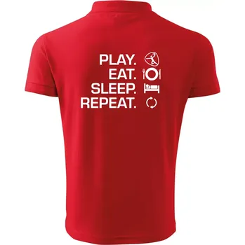 Pánská košile Play Eat Sleep Repeat házená - Polokošile pánská Pique Polo 203 - S ( Červená )