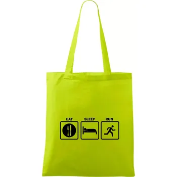 Eat sleep run čtverce - Taška bavlněná - 42 x 38 cm ( Limetková )