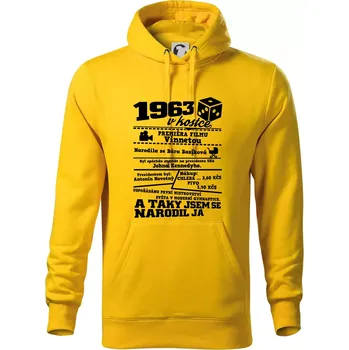 Pánská mikina 1963 v kostce - Mikina pánská Cape s kapucí - 4XL ( Žlutá )