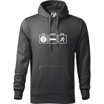 Pánská mikina Eat sleep run čtverce - Mikina pánská Cape s kapucí - M ( Tmavá břidlice (šedá se zeleným nádechem) )