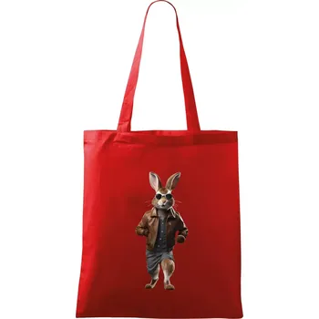 Nákupní taška Zajíc frajer - Taška bavlněná - 42 x 38 cm ( Červená )