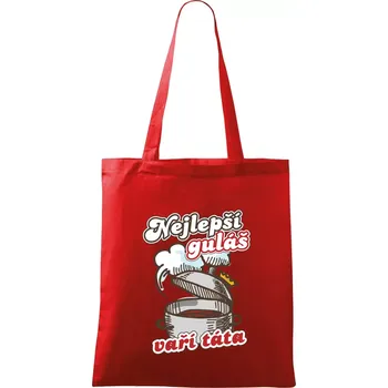 Nákupní taška Nejlepší guláš vaří táta - Taška bavlněná - 42 x 38 cm ( Červená )