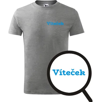 Chlapecké tričko Šedé dětské tričko Víteček - dětské tričko se jménem - barva šedá - velikost 10let