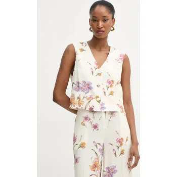 Dámská vesta Vesta Twinset béžová barva, jednořadá, 251TP2777 01A, vel. 38