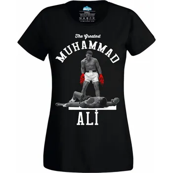 Dámské tričko Muhammad Ali The Greatest Knockout (Velikost: 4XL, Barva: Černá)