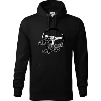 Pánská mikina Eat Sleep Boost repeat - Mikina pánská Cape s kapucí - 5XL ( Černá )