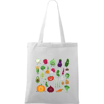 Nákupní taška Veselá zelenina - Taška bavlněná - 42 x 38 cm ( Bílá )