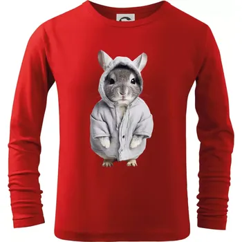 Chlapecké tričko Křeček v mikině - Triko dětské Long Sleeve - 146 cm/10 let ( Červená )