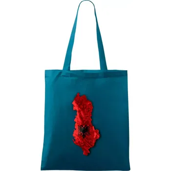 Mapa Albánie reliéf hor - Taška bavlněná - 42 x 38 cm ( Petrolejová )