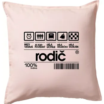 Polštář Čárový kód rodič - Polštář 50x50 - 50x50 - Pouze potah ( Světle růžová )