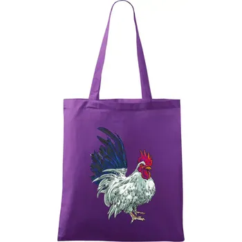 Kohout kreslený bílý - Taška bavlněná - 42 x 38 cm ( Fialová )