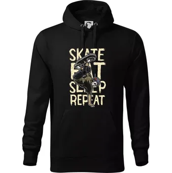 Pánská mikina Skate Eat Sleep Repeat - Mikina pánská Cape s kapucí - 4XL ( Černá )