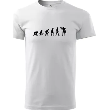 Evoluce dřevorubec - pila a kmen - Triko extra velké (5-8XL) - 8XL ( Bílá )