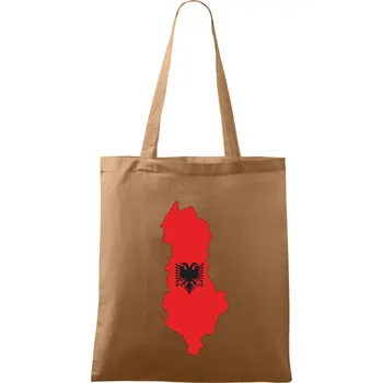 Nákupní taška Albánie mapa a znak - Taška bavlněná - 42 x 38 cm ( Cappuccino )