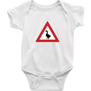 Kojenecký body Dopravní značka - Pozor husa - Body kojenecké s krátkým rukávem - Krátký r. 12-18 měs ( Bílá )