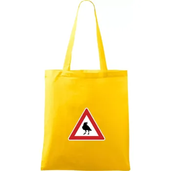Nákupní taška Dopravní značka - Pozor havran - Taška bavlněná - 42 x 38 cm ( Žlutá )