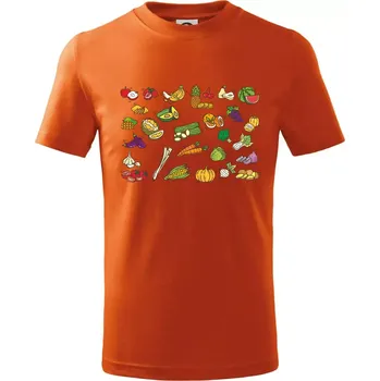 Ovoce a zelenina - Tričko dětské bavlněné - 122 cm/6 let ( Oranžová )