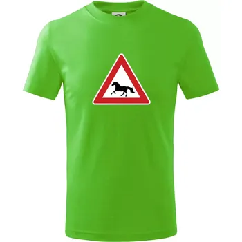 Dopravní značka - Pozor kůň běžící - Tričko dětské bavlněné - 98 cm / 2 roky ( Apple Green )