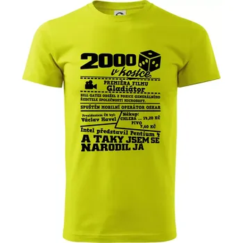 Pánské tričko 2000 v kostce - Klasické pánské triko vyšší gramáže - XL ( Limetková )