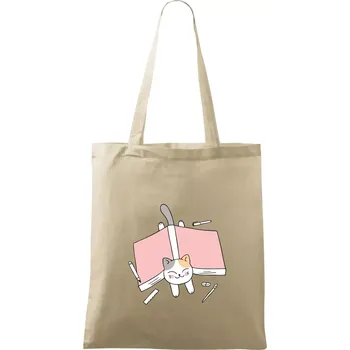 Nákupní taška Učení na státnice kočka - Taška bavlněná - 42 x 38 cm ( Naturální )