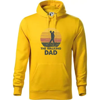 Pánská mikina The walking dad - tata s dítětem na zádech - Mikina pánská Cape s kapucí - S ( Žlutá )