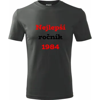 Pánská móda Grafitové tričko Nejlepší ročník 1984 - tričko s rokem narození - barva antracit - velikost XXXL