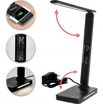 Lampička Stolní lampička Kobi černá LED 7W s displejem, akumulátorová, stmívatelná