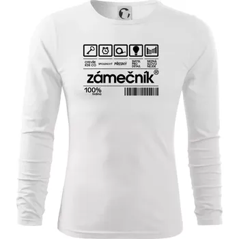 Pánská móda Čárový kód - zámečník - Triko s dlouhým rukávem FIT-T long sleeve - S ( Bílá )