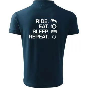 Pánská košile Ride Eat Sleep Repeat koně - Polokošile pánská Pique Polo 203 - 4XL ( Námořní modrá (velmi tmavá - téměř černá) )