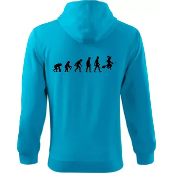 Pánská mikina Evoluce čarodějnice - Mikina s kapucí na zip trendy zipper - 2XL ( Světlý tyrkys )