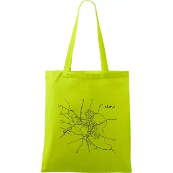 Černobílá mapa Blatná - Taška bavlněná - 42 x 38 cm ( Limetková )