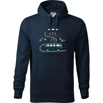 Pánská mikina Cesta přírodou I love Adventure - Mikina pánská Cape s kapucí - 5XL ( Námořní modrá (velmi tmavá - téměř černá) )