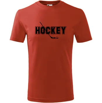 Chlapecké oblečení Červené dětské tričko s nápisem Hockey - barva červená - velikost 12let