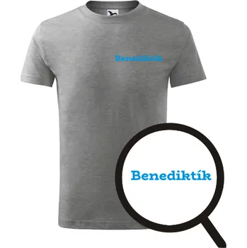 Chlapecké tričko Šedé dětské tričko Benediktík - dětské tričko se jménem - barva šedá - velikost 8let