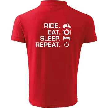 Pánská košile Ride Eat Sleep Repeat moto skútr - Polokošile pánská Pique Polo 203 - L ( Červená )