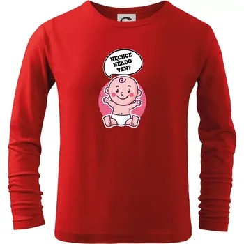 Chlapecké tričko Nechce někdo ven - Triko pro porodní asistentku - Triko dětské Long Sleeve - 122 cm/6 let ( Červená )