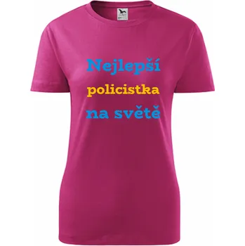 Purpurové dámské tričko nejlepší policistka - dárek pro policistku - barva purpurová - velikost XL