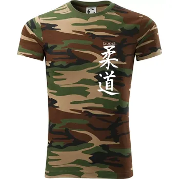 Pánské tričko Judo nápis japan - Army CAMOUFLAGE - S ( Hnědý maskáč )