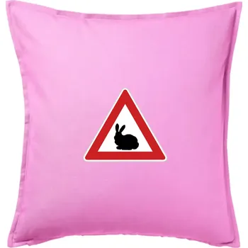 Polštář Dopravní značka - Králík - Polštář 50x50 - 50x50 - Pouze potah ( Růžová )