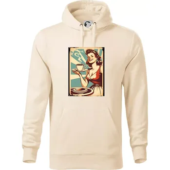 Pánská mikina Holka z kavárny - Mikina pánská Cape s kapucí - M ( Mandlová )